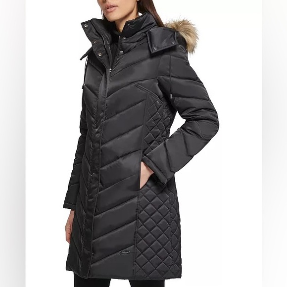 Kenneth Cole New York - Women's Down Parka Coat / Quilted Winter Jacket - Picture 1 of 8